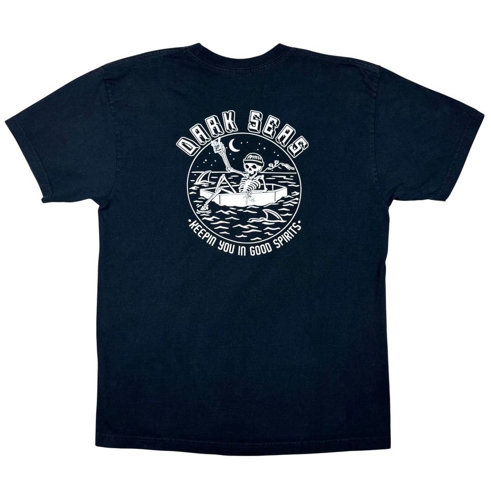Dark Seas Division Skeleton Coffin Graphic T-Shirt Large Black Grunge Y2K Gothic